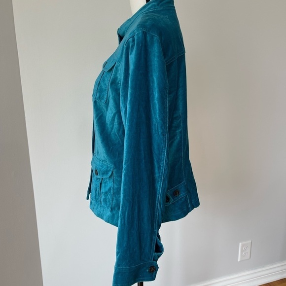 Covington extra large crush velvet teal blue peacock color jacket gorgeous - Picture 11 of 16